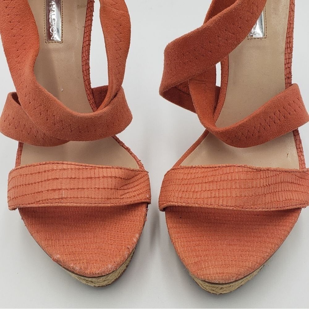 Halston Orange Espadrille Platform Pumps Size 10 - Picture 6 of 15
